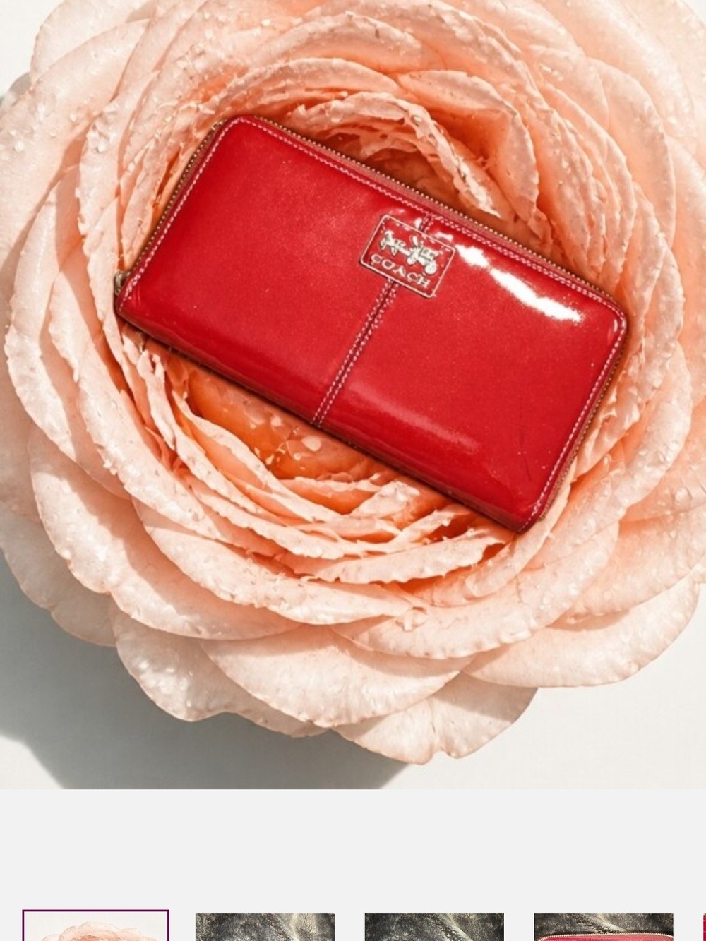 Coach Red Patent Zip-Around Wallet